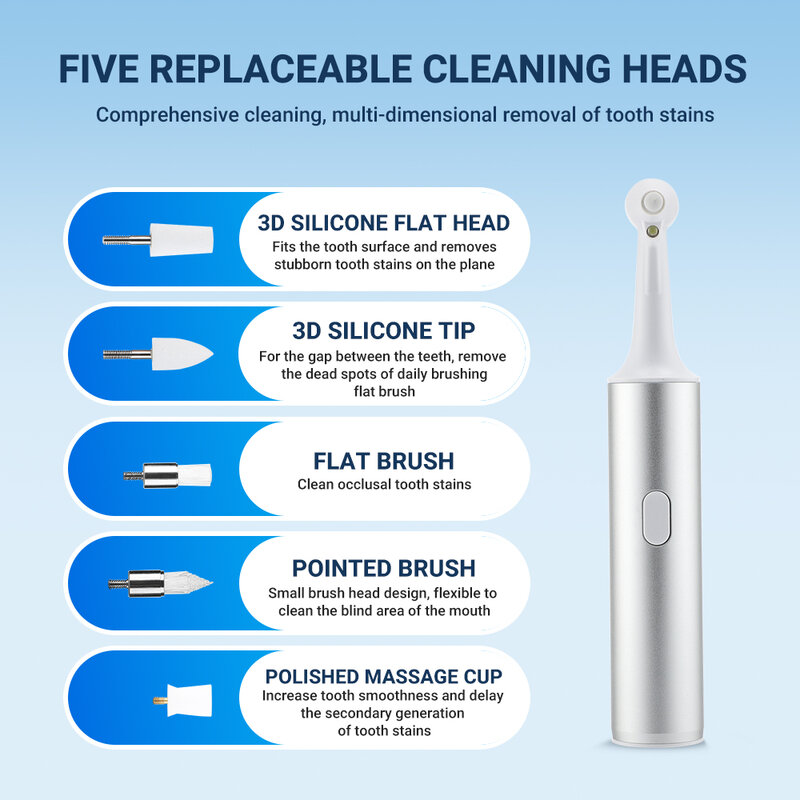 Pulidor de dientes eléctrico recargable, raspador Dental, cepillo de dientes, removedor de cálculo de placa de sarro, herramienta de limpieza de manchas de placa Dental