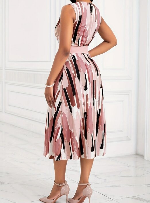 Женское платье с длинным рукавом, элегантное стильное платье из двух предметов с круглым вырезом и принтом, весна-лето 2024