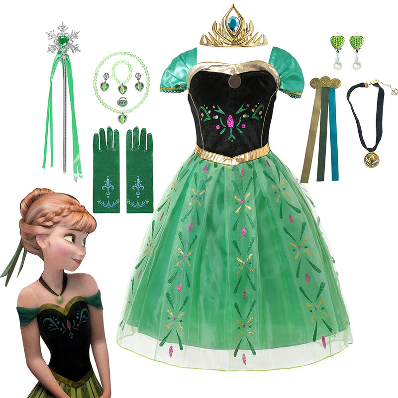 Costume Disney Frozen Elsa Anna pour enfants, robe de fête d'anniversaire pour filles, robe de princesse, vêtements de fête de carnaval pour enfants, 2023