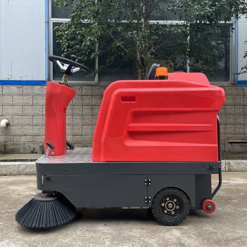 Barredora eléctrica de estacionamiento, máquina para limpiar calles de un parque de la ciudad, barredora de limpieza de carreteras