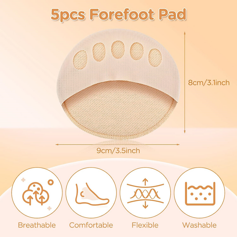 2pieces=1pair Pedicure Socks Calluses Corns Forefoot Pads For Women Five Toes High Heels Half Insoles Foot Pain Toe Pad Inserts