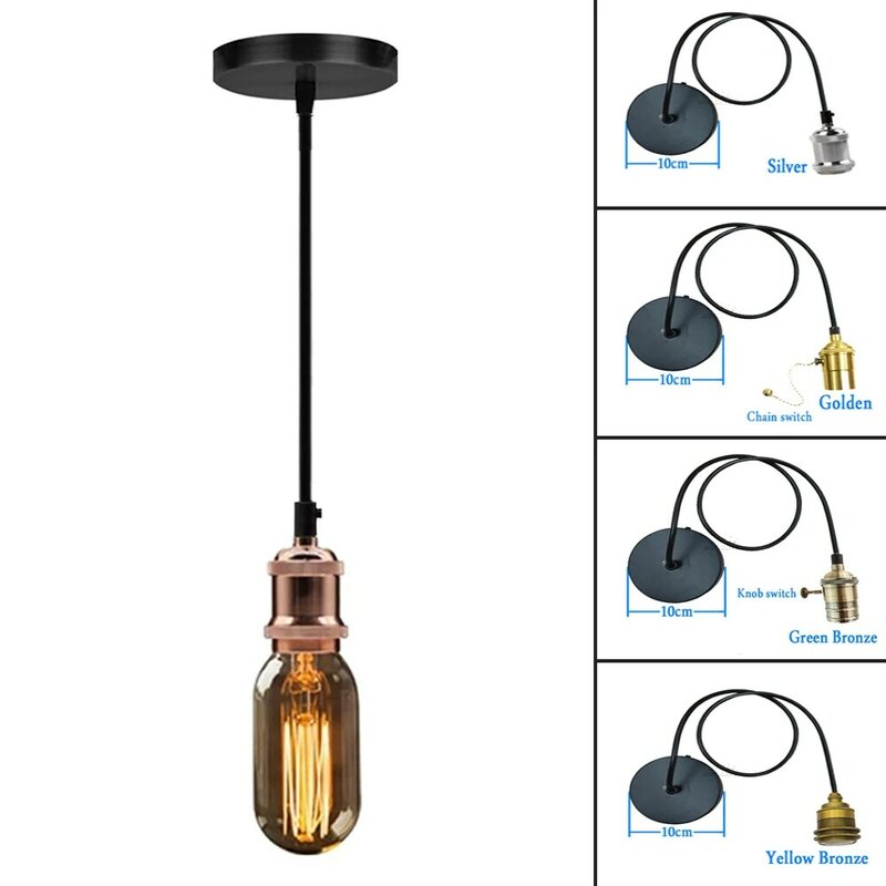 Retro lampy wiszące w stylu Vintage nordycki minimalizm proste przemysłowe lampy wiszące Edison E27 gniazdo oprawka do lampy sufitowej