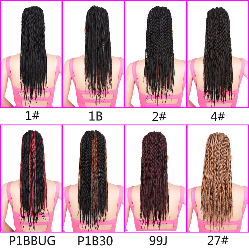 20inch Long Box Braid Drawstring Ponytail Hairpieces For Woman Ombre Fake Synthetic Clip in Hair Extension Two-strand