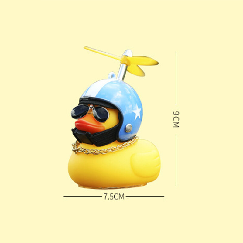 Capacete amarelo pequeno do pato para o interior do carro, ornamento quebrando do pato, acessórios da decoração do ciclismo, presente bonito, vento quebrado