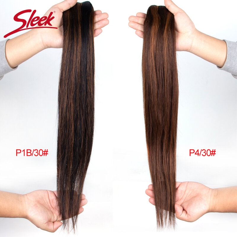 Sleek brazylijski proste P4/27 P6/27 brązowy P4/30 P1B/30 ludzkie włosy splot wiązki 100% naturalne Rmy do przedłużania włosów 10 do 26 cali