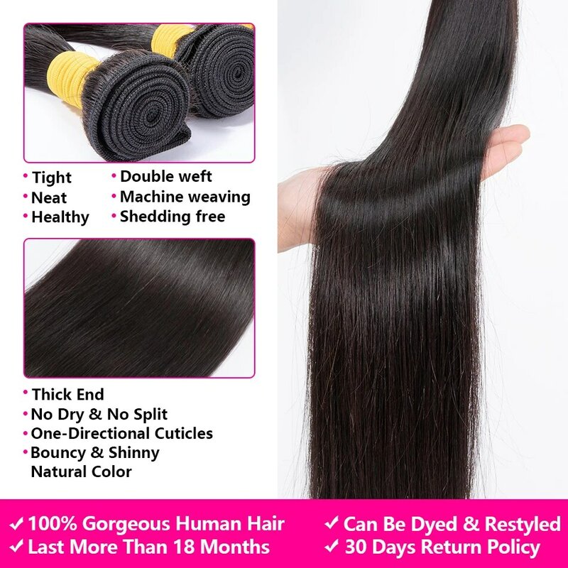 Kości Straigh wiązki 100% dziewicze włosy wiązki Remy naturalny czarny 30 Cal w sprzedaży darmowa wysyłka przedłużanie włosów brazylijskich