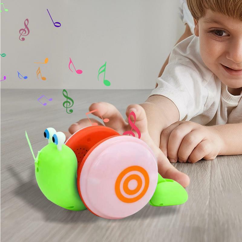 Mainan siput tali, mainan belajar berjalan dengan musik dan lampu Dorong Tarik Montessori dengan aksi merangkak