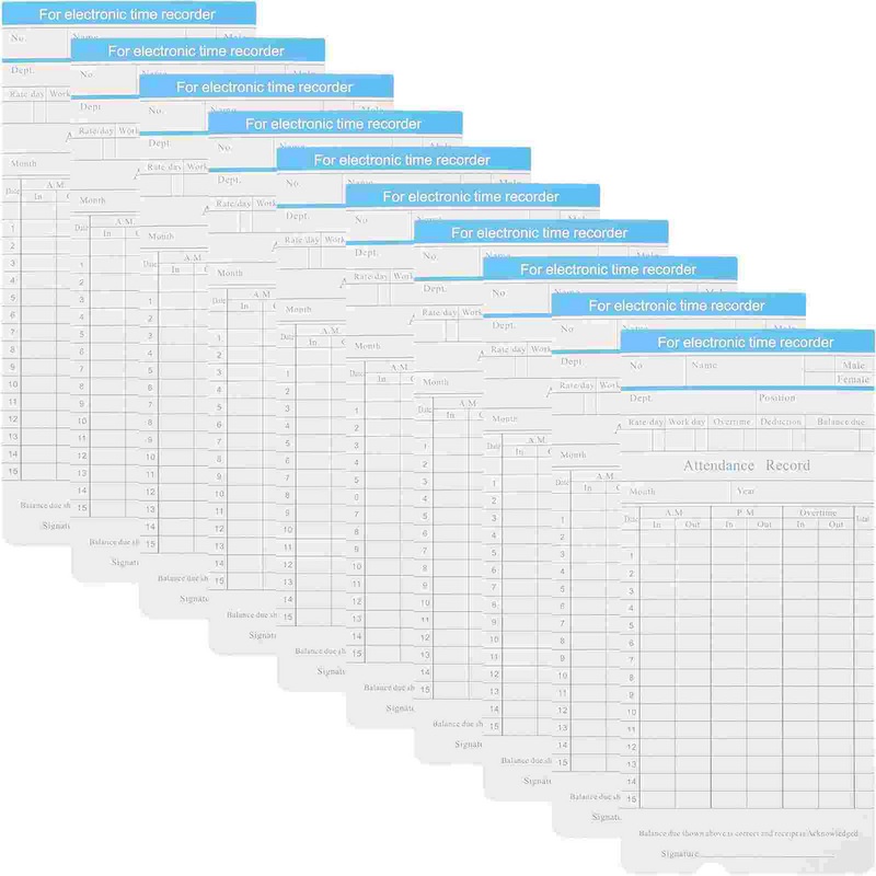 Универсальные листы Timecard, 100 листов, для использования в офисе, для использования еженедельно и ежемесячно