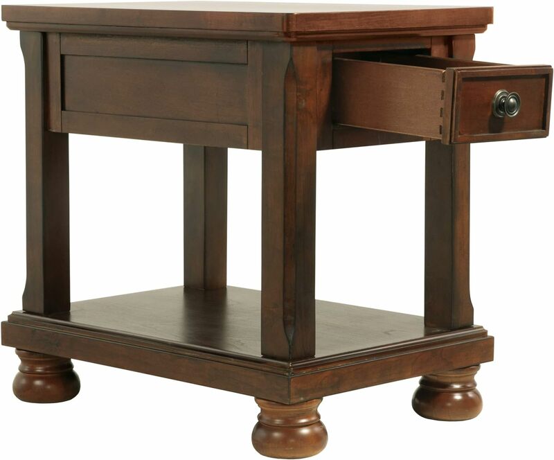 포터 전통 수공 사각형 의자 사이드 엔드 테이블, 다크 다크 브라운