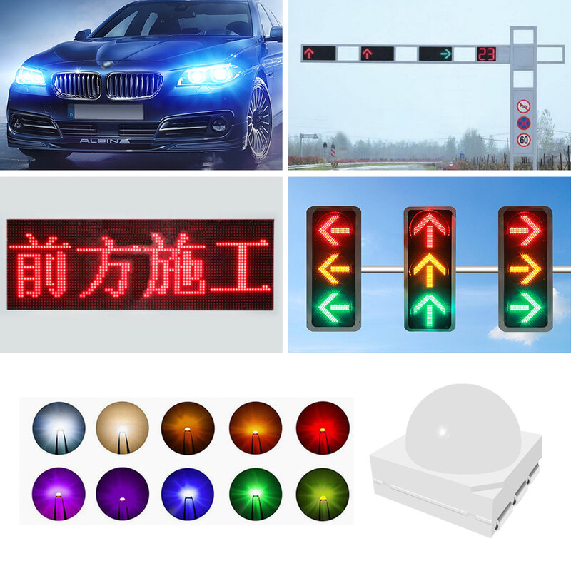 0.5w 5050 smd led 30degre lente dome tipo vermelho/verde/azul led grânulos única cor para o diodo emissor de luz de tráfego/display led/luz do carro
