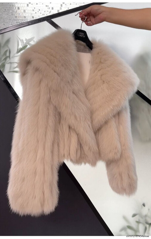 Luxury Winter Lapel Mink Collar Faux Fox Fur Trench Coat Big Fur Sailor Collar Bomber Jacket Imitation Raccoon Fur Cardigan Tops