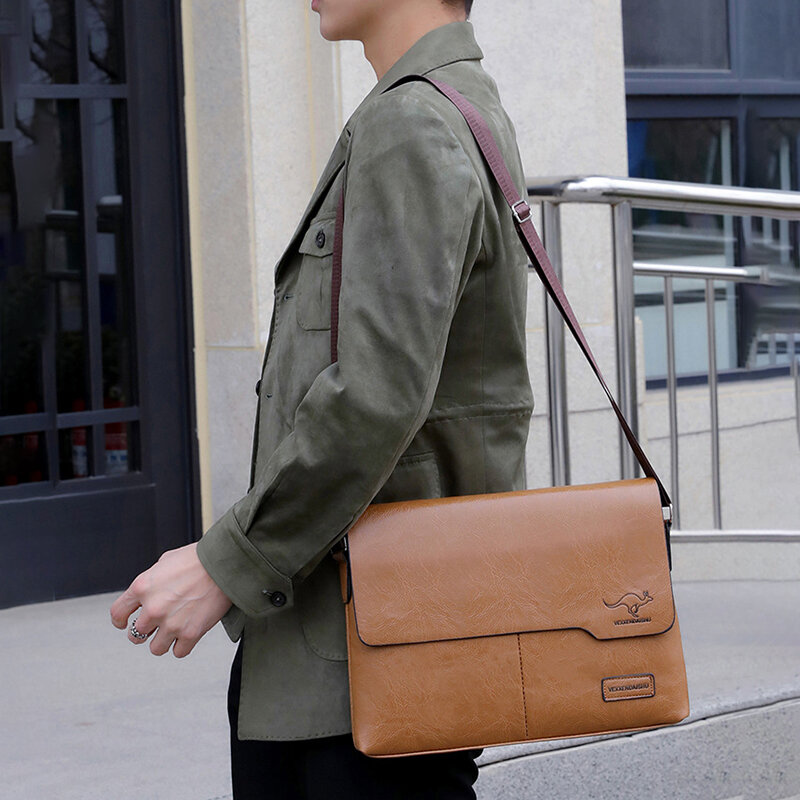 Мужской портфель из искусственной кожи, Мужской дизайнерский винтажный портфель в деловом стиле, сумка-мессенджер через плечо