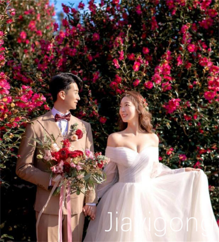 Платье для выпускного вечера Jiayigong, корейское изысканное платье А-силуэта с открытыми плечами и открытой спиной для свадебной вечеринки, индивидуальный пошив
