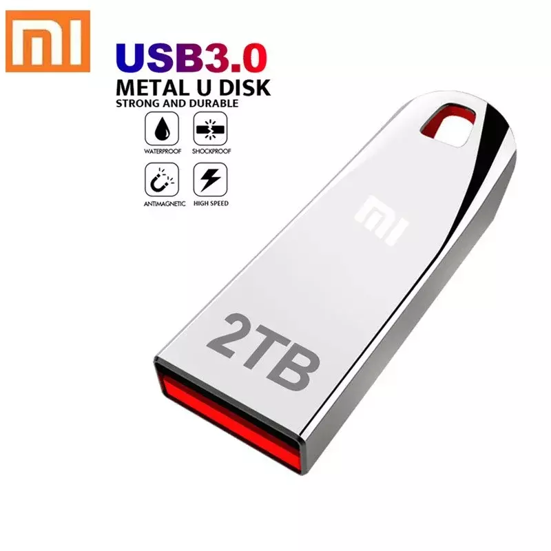 Xiaomi-Metal USB 3.0 Flash Drives, Pendrive de Alta Velocidade, 512GB USB Drive, Disco de Memória SSD Portátil, Adaptador Tipo C, 2TB, 1TB