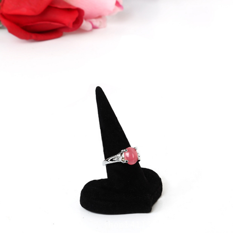 Finger Jewelry Display Stand Cone Ring Holder Imitação de flocagem preta Organizador de armazenamento Bandeja de exposição para loja Show Tool Novo