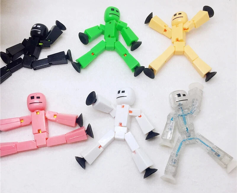 Figuras de acción de Stikbot para niños, juguetes de Robot adhesivo con ventosa para estudio de fotografía y animación, regalo de cumpleaños, 1/5/10 piezas