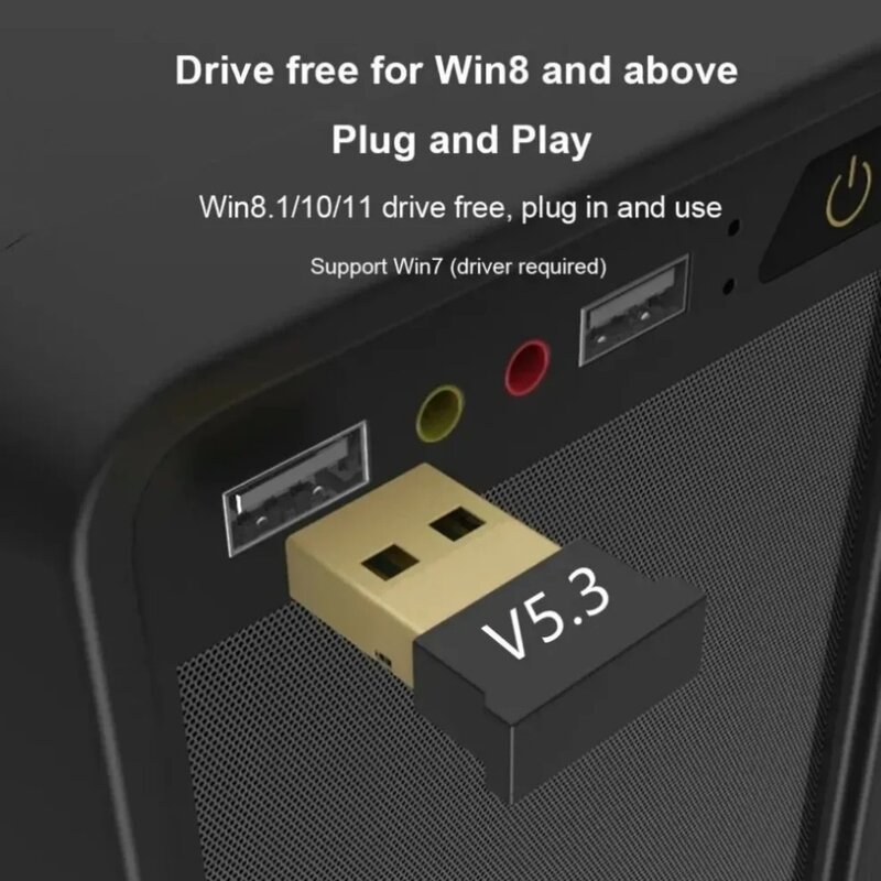 USB 5.3付きワイヤレスアダプター,Bluetooth 5.1,PC,ラップトップ,スピーカー,オーディオレシーバー,USBトランスミッター用