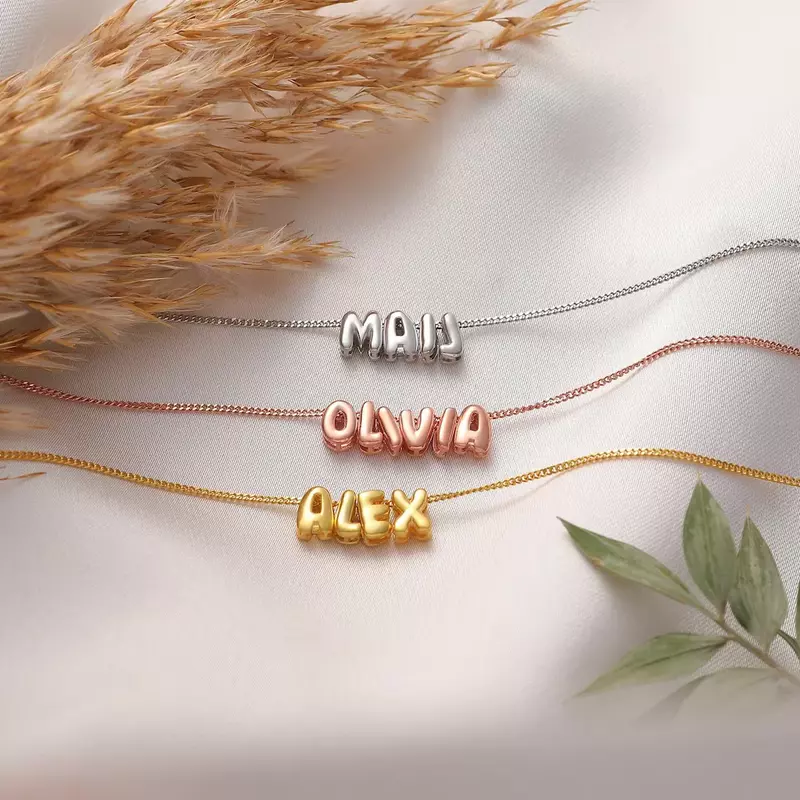 Mini Bubble Letter Pendant Personalized Necklace Women Custom Initial Name Charm Choker Fashion Jewelry Valentine Christmas Gift