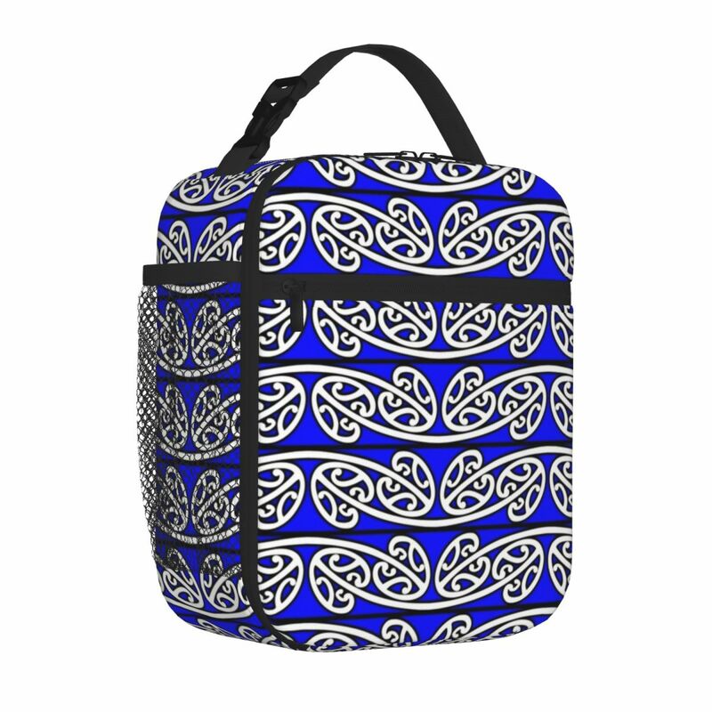 Kowhaiwhai Pattern, Mangopare, Version 5 Maori Lunch Bags Insulated Lunch Tote Waterproof Bento Box Resuable Picnic Bags
