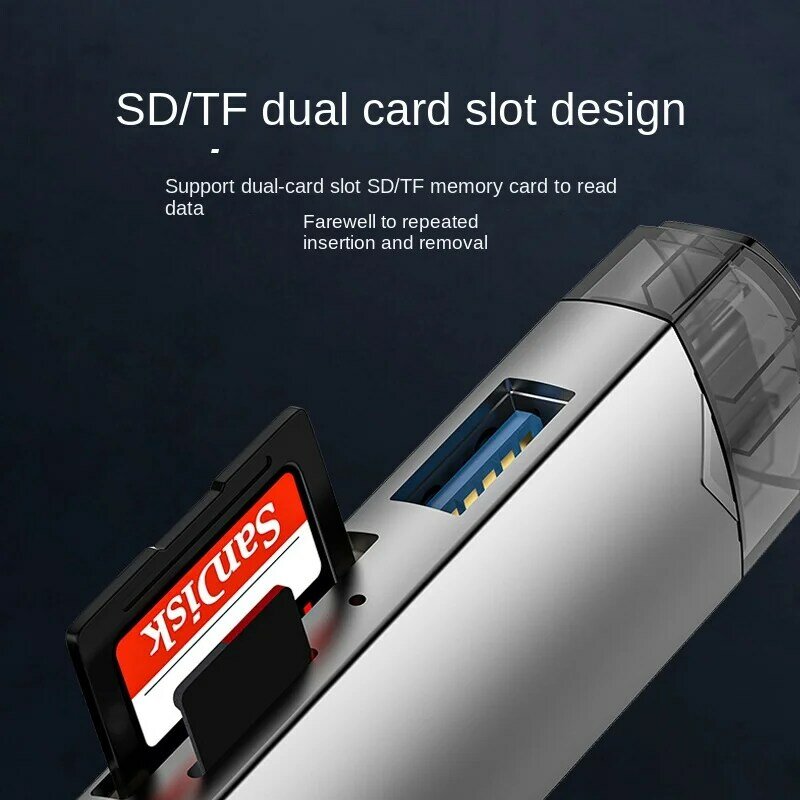 نوع C أو بطاقات ذاكرة OTG متعددة الوظائف وقارئ بطاقات SD ، يدعم أندرويد ، أجهزة USB ، دوبلكس عريض