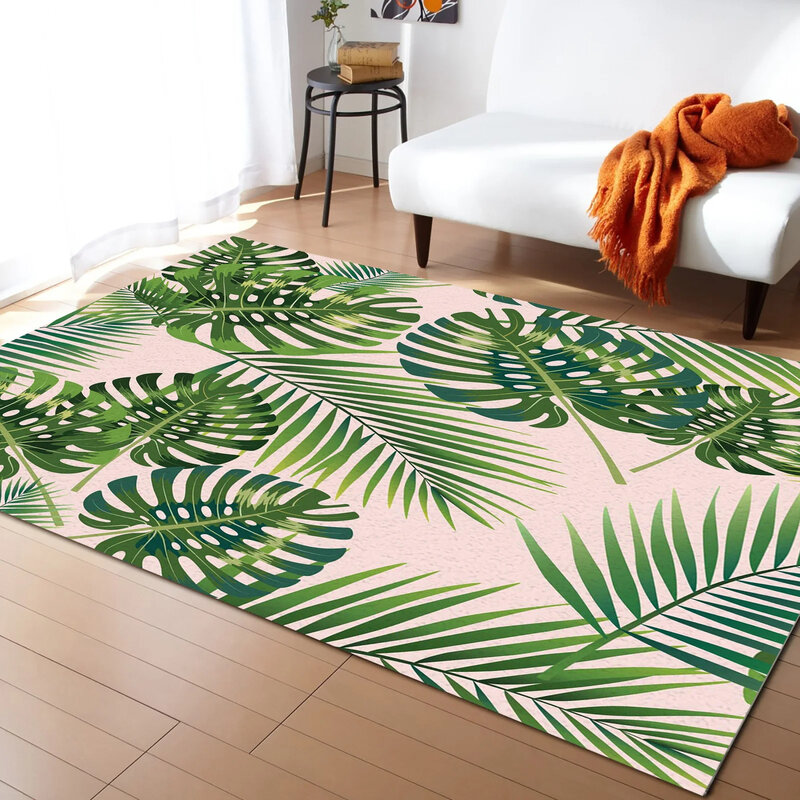 Tropical Jungle Leaves Carpet Leaf Area Rug for Office Sofa Home Living Room Bedroom Decor Anti-slip Floor Mat Entrance Doormat
