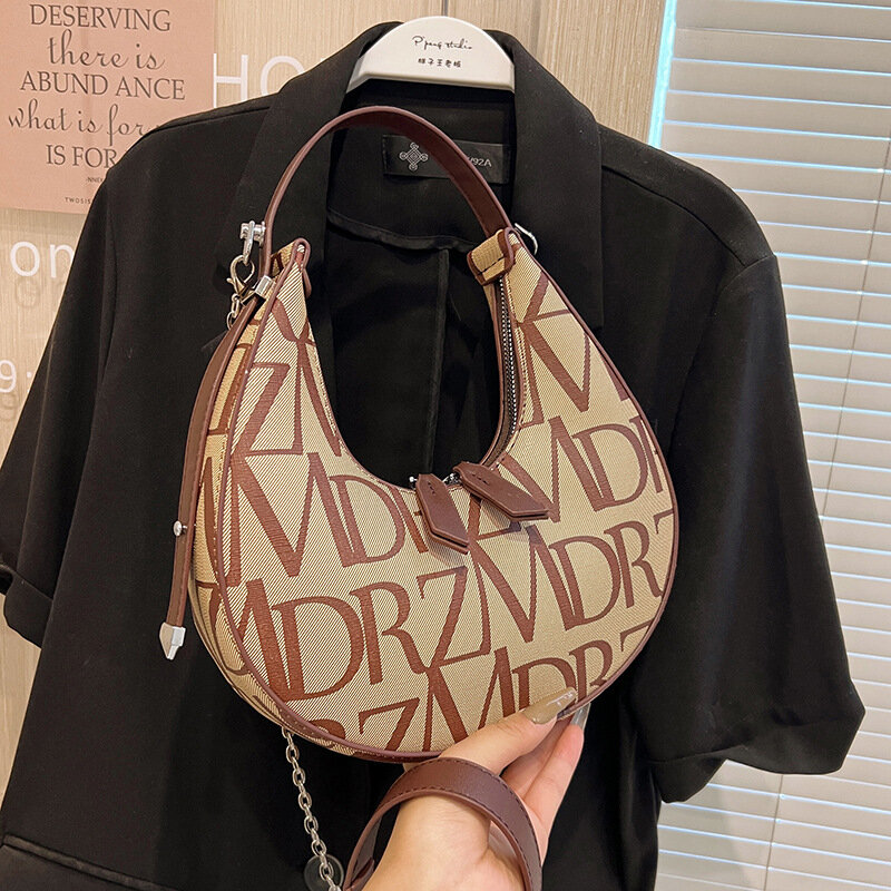 Новинка 2024, Лидер продаж, модная популярная сумка через плечо с принтом, текстурная цепь через плечо Aibkhk, женские сумки высокого качества