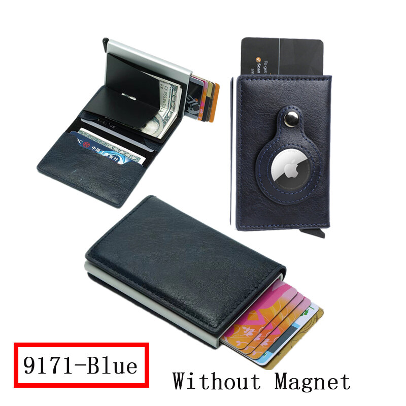 Кожаный кошелек с именем на заказ, мужской держатель для кредитных карт для Apple airtag, защита с магнитом и окошком для фото, кошелек с биркой