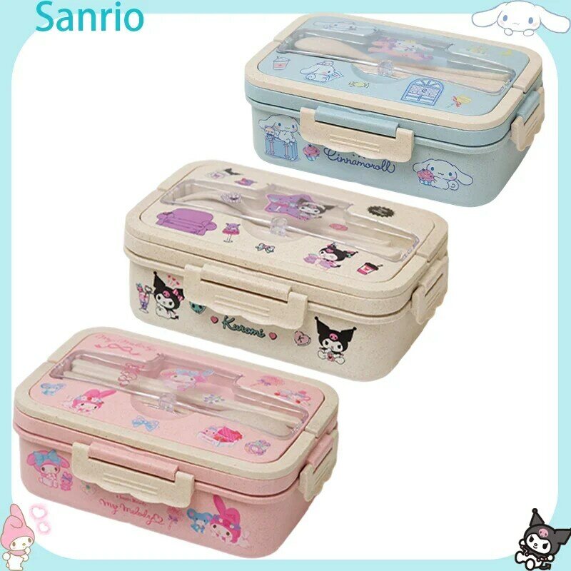 MINISO Kuromi-fiambrera Cinnamoroll My Melody para estudiantes, caja Bento ecológica, vajilla, contenedor de almacenamiento de alimentos