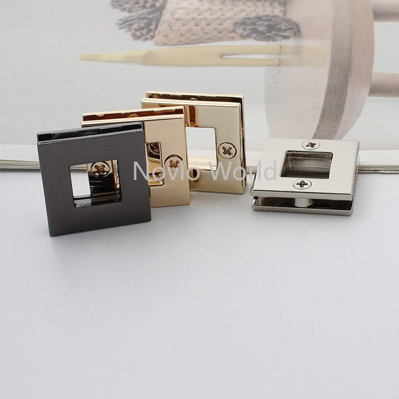 10-50 buah 23*23MM 3/8 "bentuk persegi logam campuran lubang tali untuk DIY tas tangan mewah dengan sekrup dompet tali aksesoris gesper