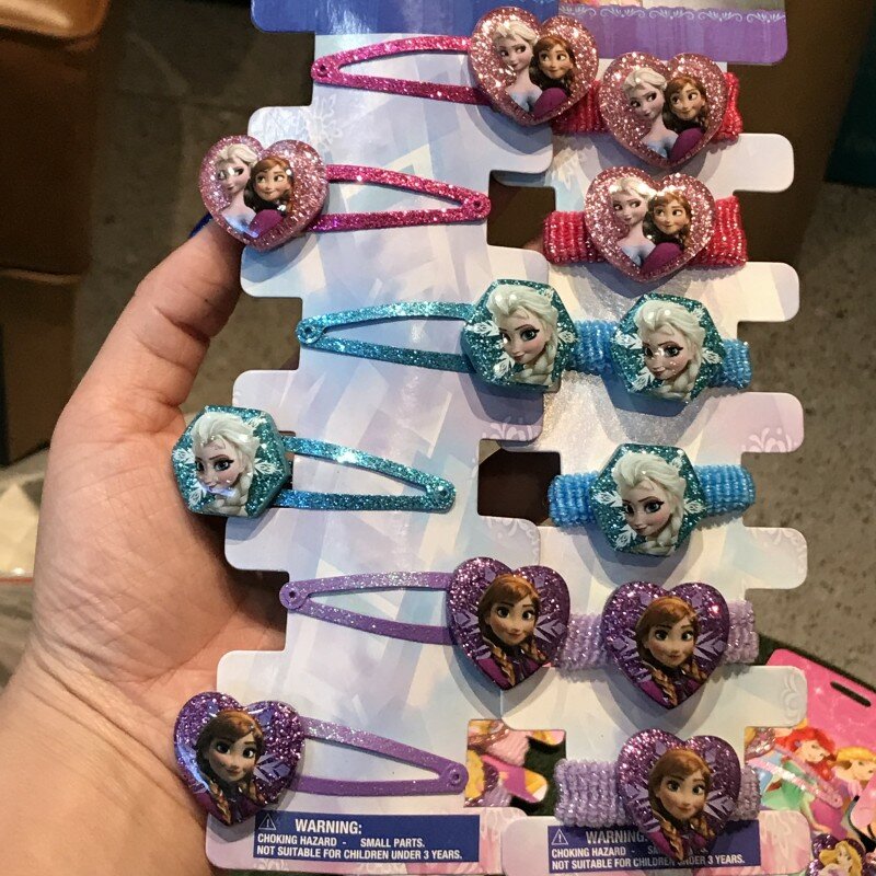Disney-Princess grampos de cabelo para bebês, Elsa, Anna, Ariel, grampos BB, presilhas para crianças, acessórios de bricolage, presente de festa, 6 unidades por pacote