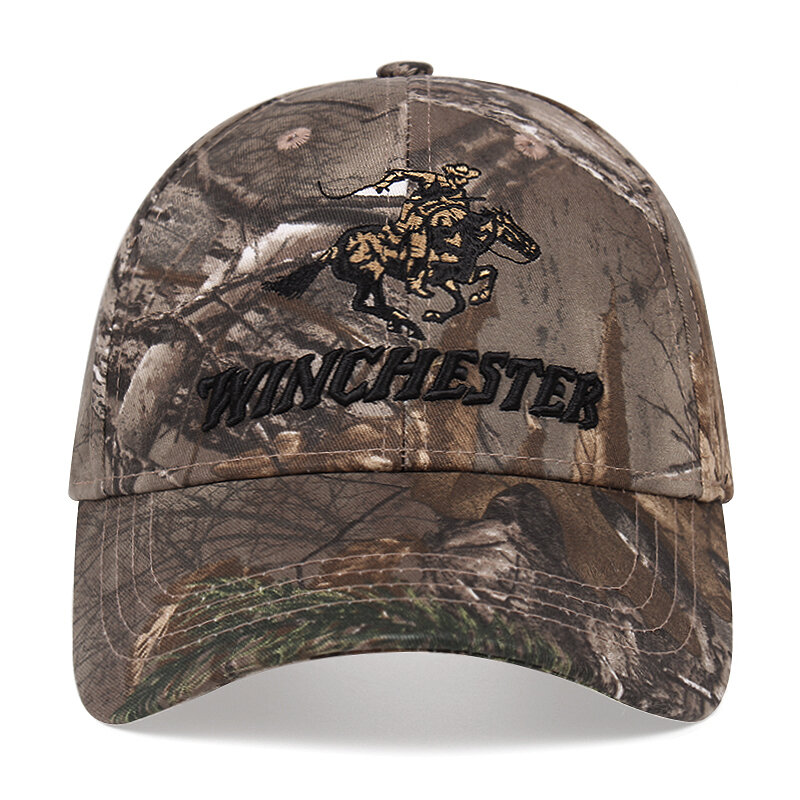 Winchester หมวกเบสบอลปักลายพรางสำหรับผู้ชายปรับได้หมวกตกปลากลางแจ้งชายหมวกกันแดด