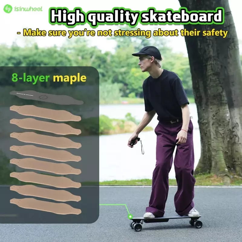 Skateboard elettrico con telecomando, motore Brushless da 1200W, velocità massima di 30 Mph, Longboard elettrico per adulti e adolescenti, Skateboard elettrico