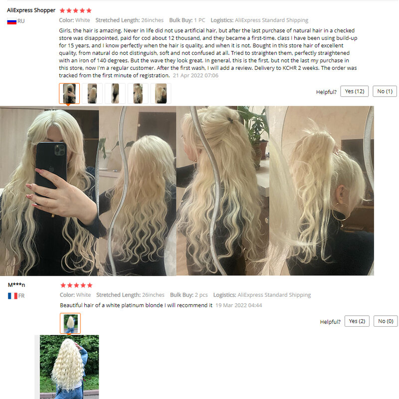 Extensiones de Cabello sintético Natural para mujer, mechones de pelo con ondas de color rubio Piano 613, coleta gruesa ombré, pelo suelto y profundo
