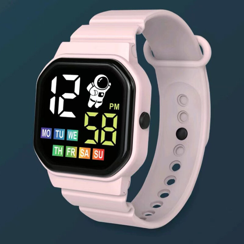 Детские умные светодиодные часы YIKAZE, цифровые наручные часы с датой, неделей, водонепроницаемые электронные спортивные часы, часы для мальчиков и девочек, для детей