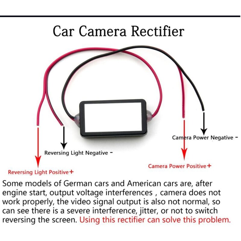 Reator câmera visão traseira do carro 12V, capacitor relé potência, reatores filtro backup