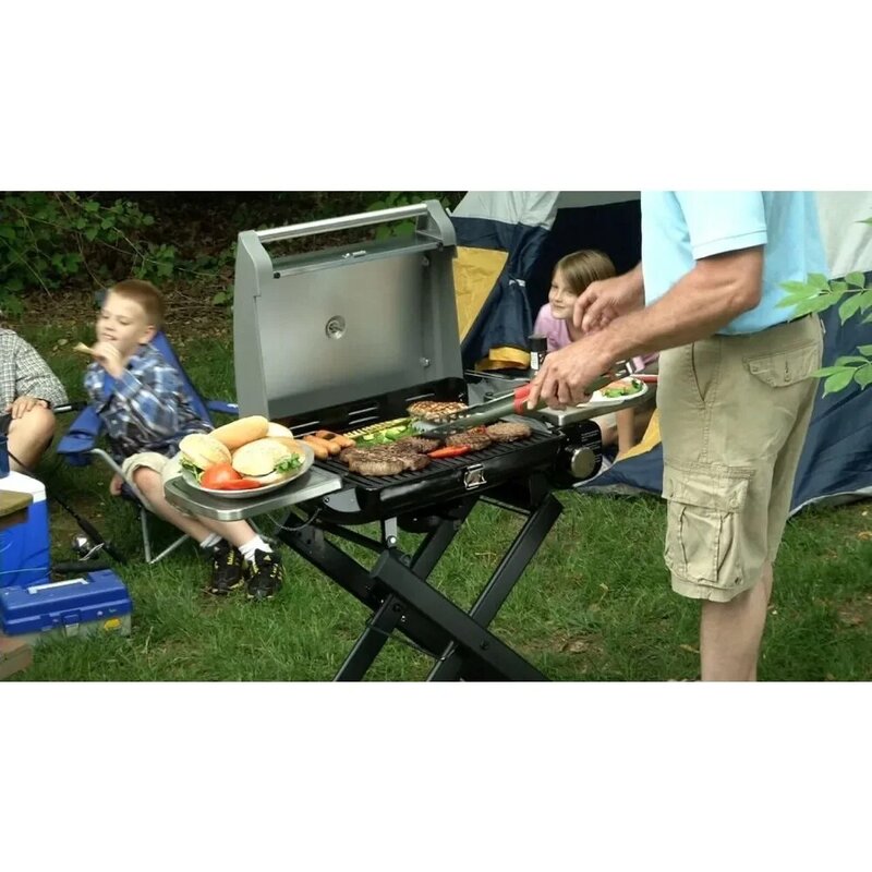 Roll-Away Gas Grill Camping Supplies 27.3" L X 38" W X 23.5" H Nature Hike Stainless Steel Freight Free Outdoor Accsesorios