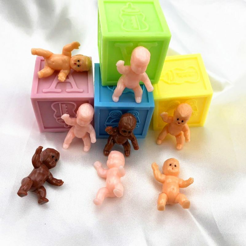 60Pcs Mini Baby for Doll Figurines Dollhouse Miniature Accessory Ice Cube Game for Doll House for Play House Baby Shower