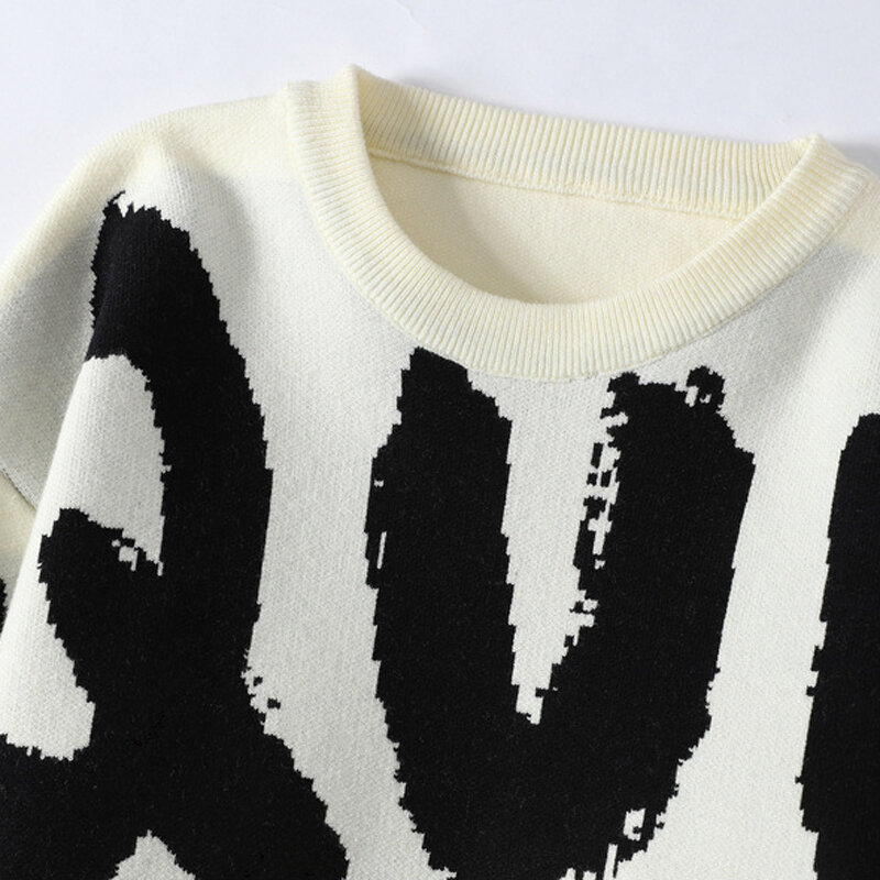 Suéter grueso para hombre, jersey de manga larga con estampado de letras grandes, a la moda, primavera y otoño, novedad de 2023