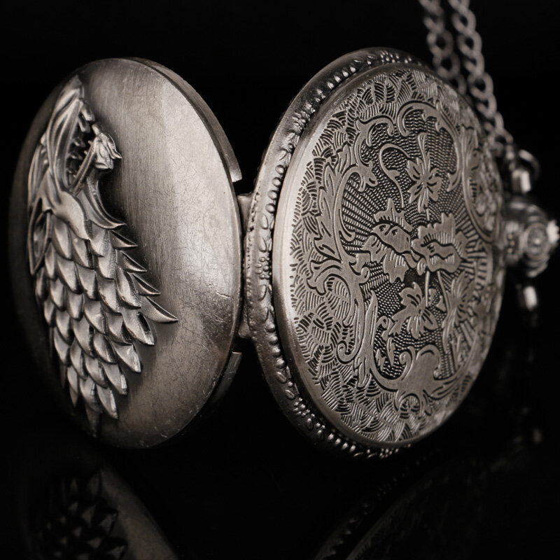 Чехол с гравировкой в стиле ретро с волком дизайнерское ожерелье Семья Крест Тема кварцевые карманные часы цепочка часы лучшие подарки