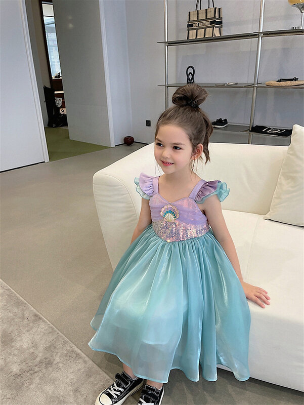 Детский костюм Русалочки, платье принцессы Ариэль, для девочек 4-8 лет