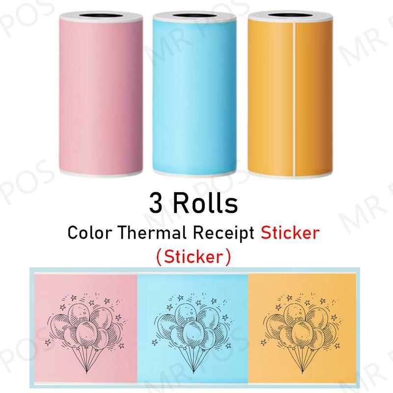 3 Gulungan Kertas Termal Stiker Kertas Label Kertas Foto Kertas Kertas Warna untuk PeriPage Kertas Printer Foto