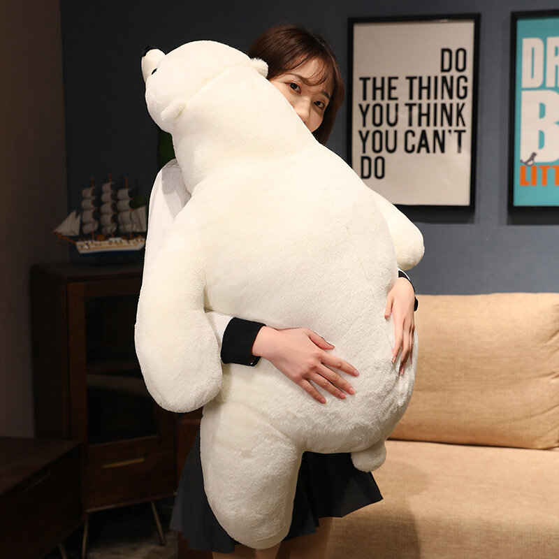 Muñecos de peluche de oso Polar de alta calidad, almohada de oso blanco de simulación, bonito regalo de cumpleaños, decoración del hogar, 110cm