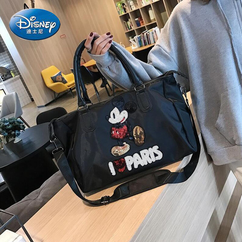 Disney New Mickey Ladies Travel Bag Large Capacity Cute Fashion Luggage Bag Oxford Cloth High Quality Handbags for Men and Women
