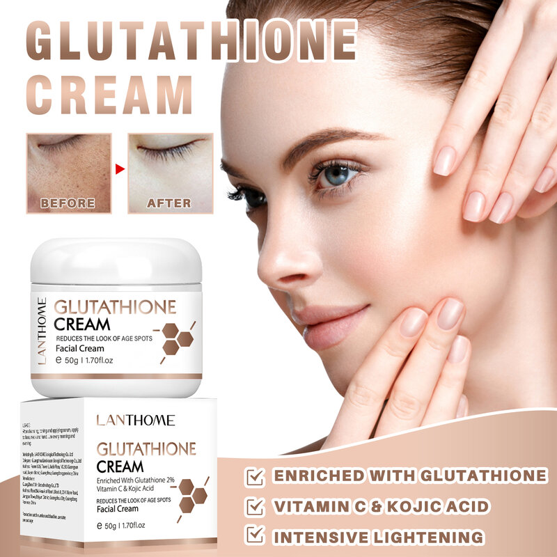 Lanthome-crema facial blanqueadora de glutatión, crema hidratante brillante, Reduce las manchas oscuras, suero antienvejecimiento, eliminador de arrugas, Original