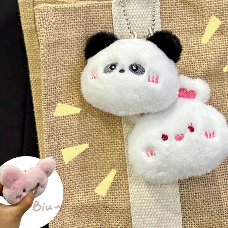 Chirping Panda Plush Keychain Squeeze Rabbit Doll Squeeze Bear Pendant Unisex Kids Bag Hanging Couple Hanging Accessory