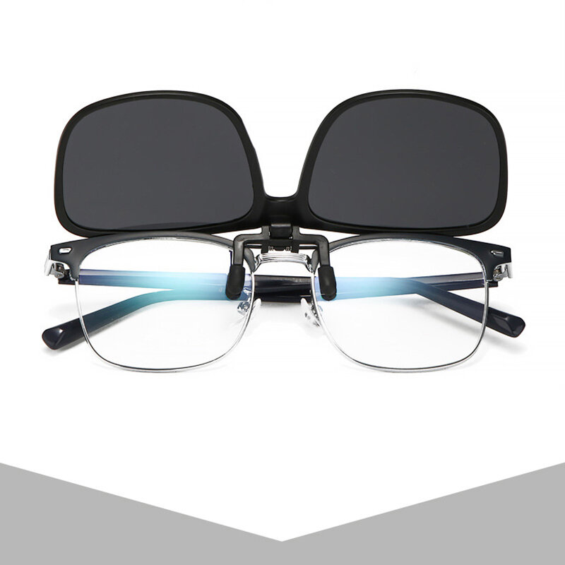 편광 클립 선글라스, 남성 광변색 자동차 드라이버 고글, 야간 투시경 안경, 눈부심 방지 빈티지 스퀘어 안경, Oculos