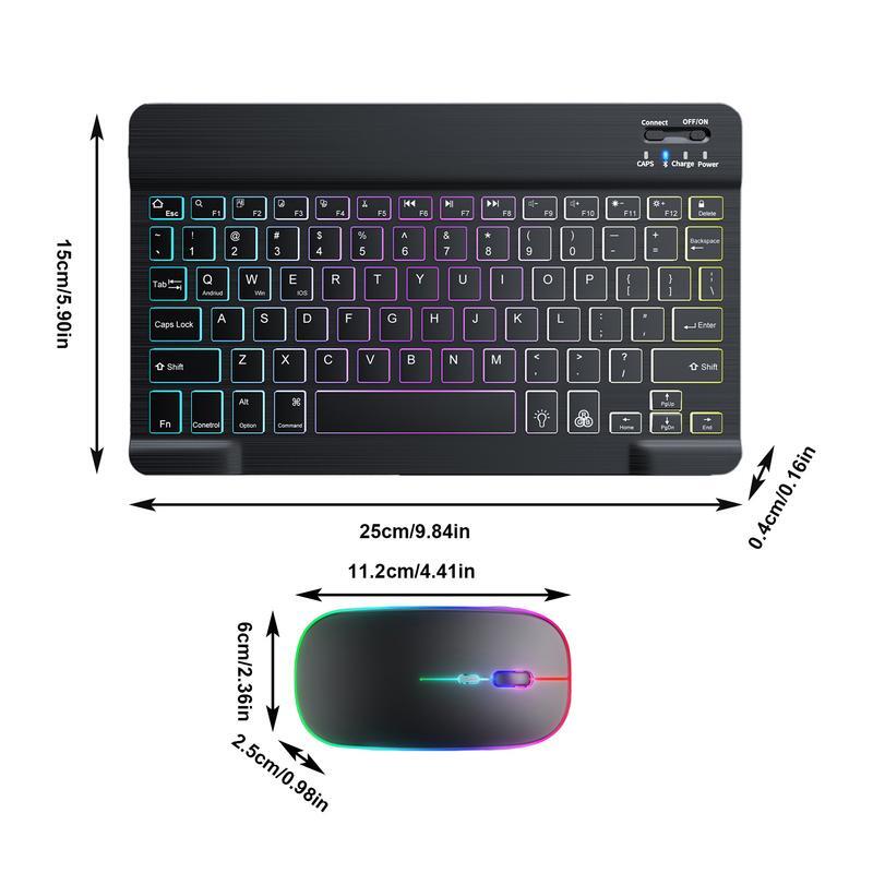 Tastiera e Mouse per Tablet wireless bluetoothper per Tablet IPad tastiera per Tablet RGB portatile da 10 pollici per Computer Tablet PC