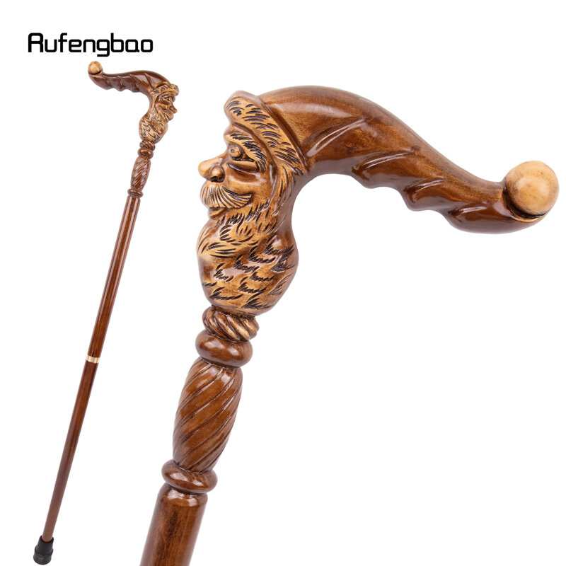 Santa Claus Brown Wooden Fashion Walking Stick Decorative Cospaly Party Wood Walking Cane Halloween Mace Wand Crosier 96cm
