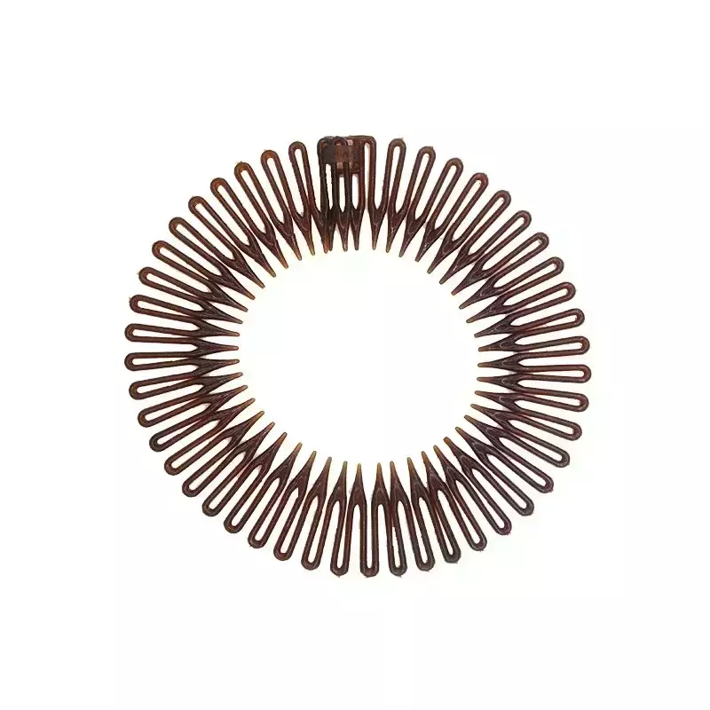 Diadema de plástico de círculo completo para el cabello, banda elástica Flexible con peine de dientes, Clip para el cabello, accesorios fijos para el cabello