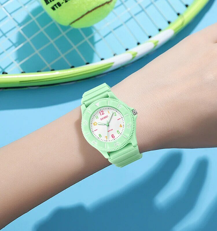 SKMEI-relojes deportivos para niños y niñas, pulsera de cuarzo resistente al agua hasta 50M, con correa de TPU suave, novedad